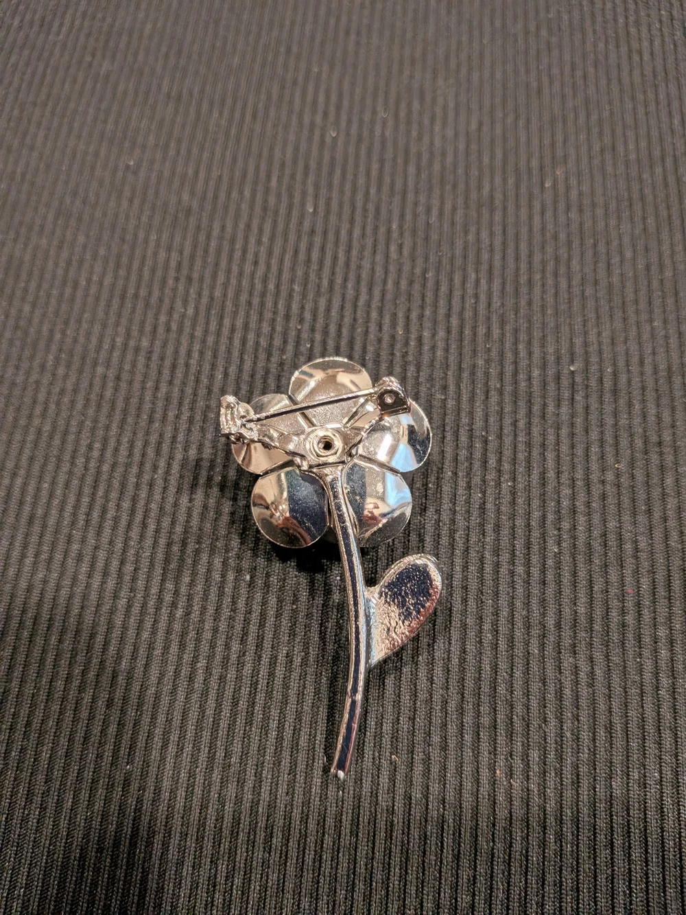 Silver Tone Rose Brooch Pin - Elegant Flower Accessory Vintage 1960s